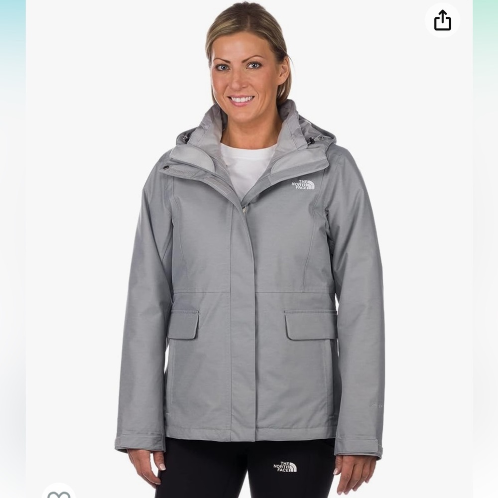 The North Face Light Gray Hooded Ski Jacket